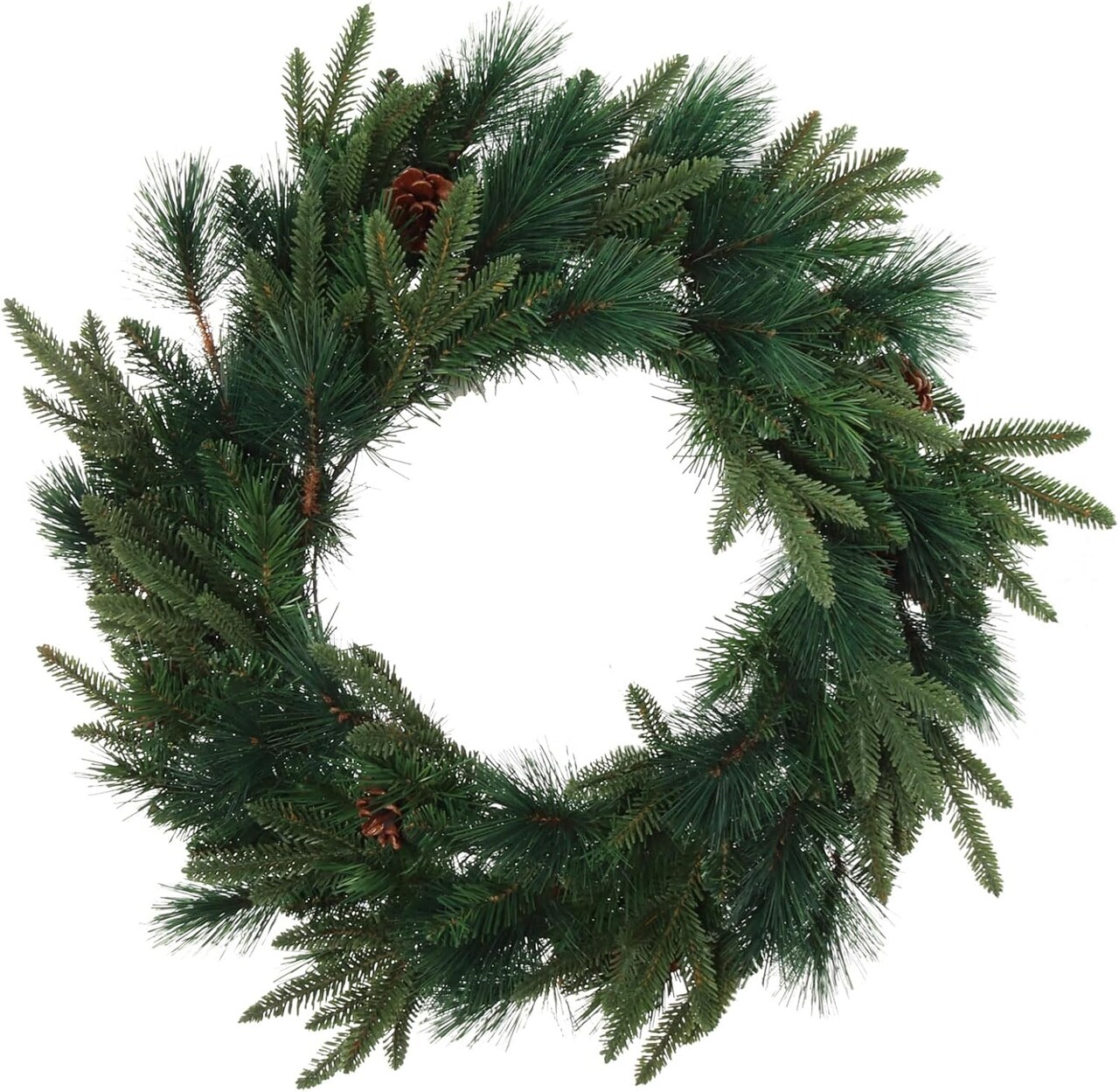 24-Inch Artificial Pine Wreath with Natural Cones for Rustic Christmas Decor - Perfect for Doors, Walls, and Mantels - 2024 Christmas Collection, Floral Home by Artificial Flowers